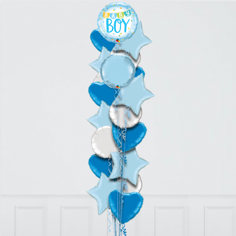 Baby Boy Banner & Dots Foil Balloon Bouquet