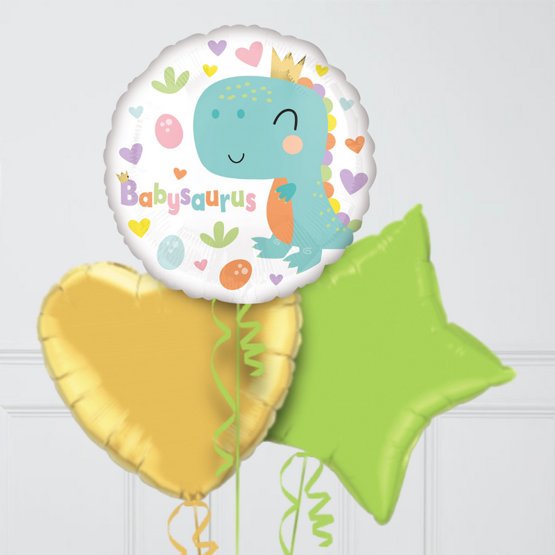 Babysaurus New Baby Dinosaur Inflated Foil Balloon Bunch