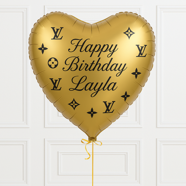 Personalised Logo Theme Heart Shaped Gold Balloon - Large Size