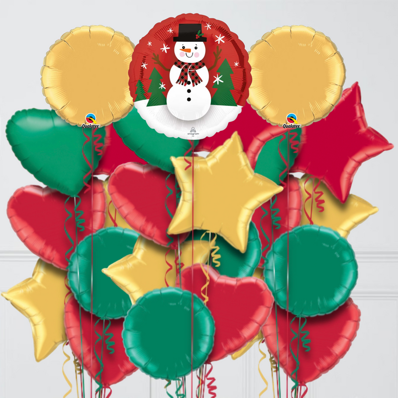 Christmas Snowman Inflated Foil Balloon Bunch