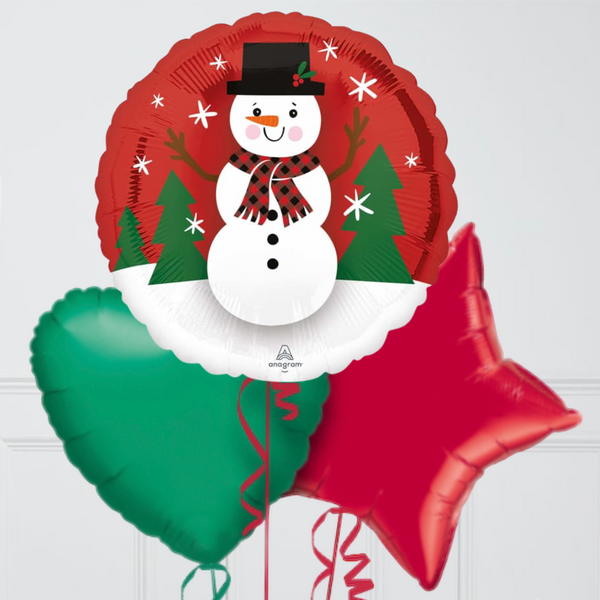 Christmas Snowman Inflated Foil Balloon Bunch