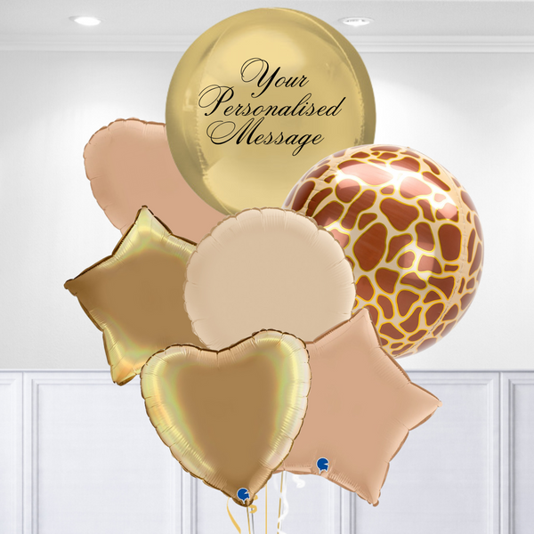 Giraffe Pattern Personalised Premium Balloon Bunch