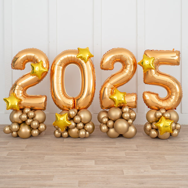 Gold New Year 2025 Balloon Numbers Stack