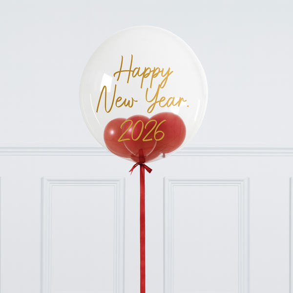 Luxury Red Happy New Year Bubble Personalised Balloon