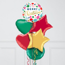 Merry Christmas Dots & Ornaments Inflated Foil Balloon Bunch