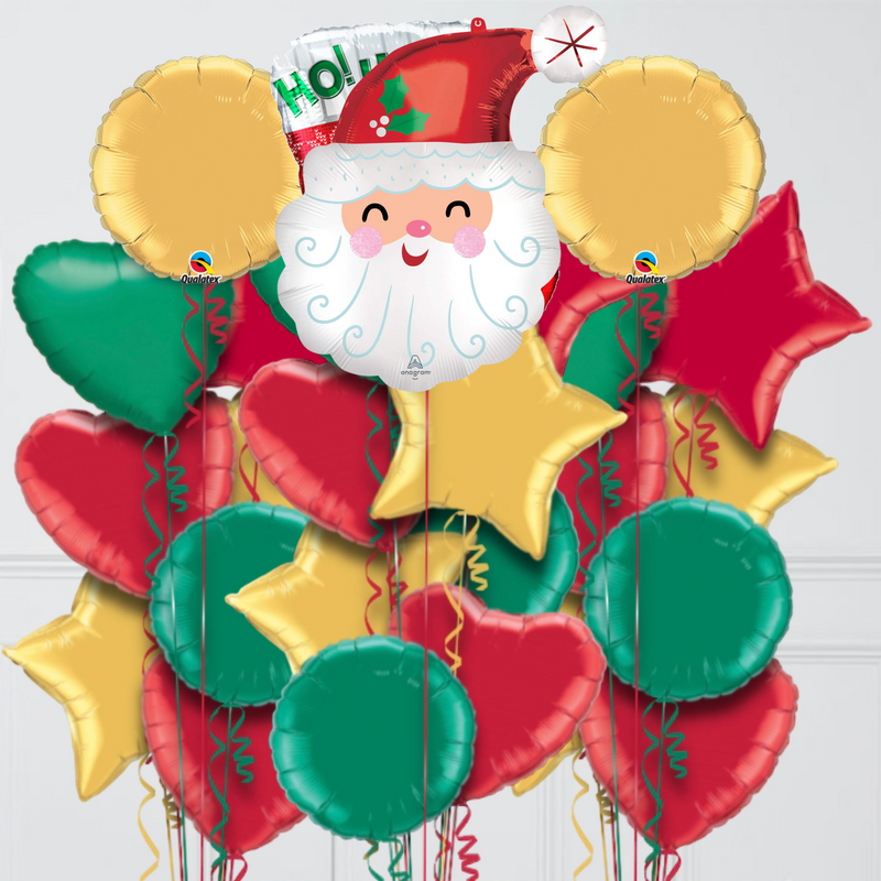 Merry Christmas Santa Inflated Foil Balloon Bunch