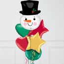 Merry Christmas Snowman Inflated Foil Balloon Bunch