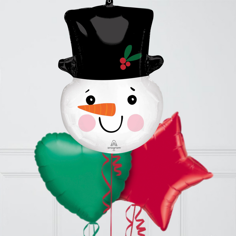 Merry Christmas Snowman Inflated Foil Balloon Bunch
