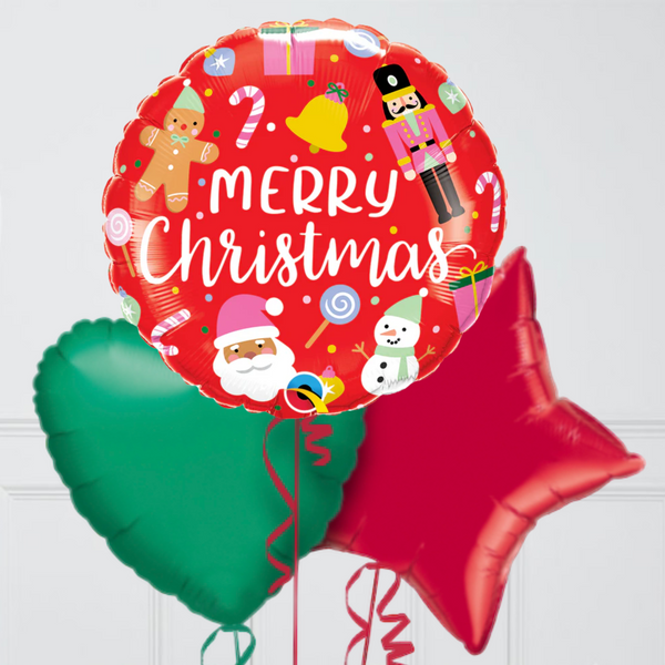 Merry Christmas Toys Inflated Foil Balloon Bunch