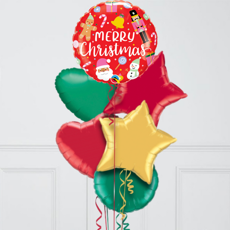 Merry Christmas Toys Inflated Foil Balloon Bunch