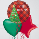 Merry Christmas Tree Inflated Foil Balloon Bunch