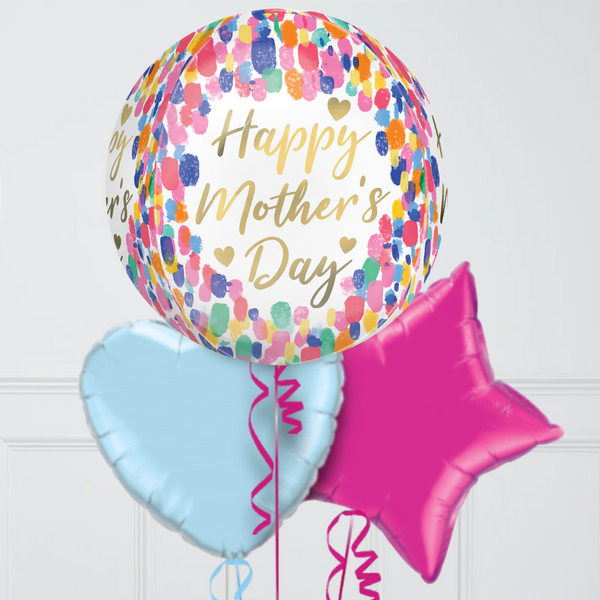 Mother's Day Watercolour Satin Inflated Orb Balloon Bunch