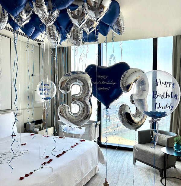 Deluxe Navy and Silver Personalised Room Setup
