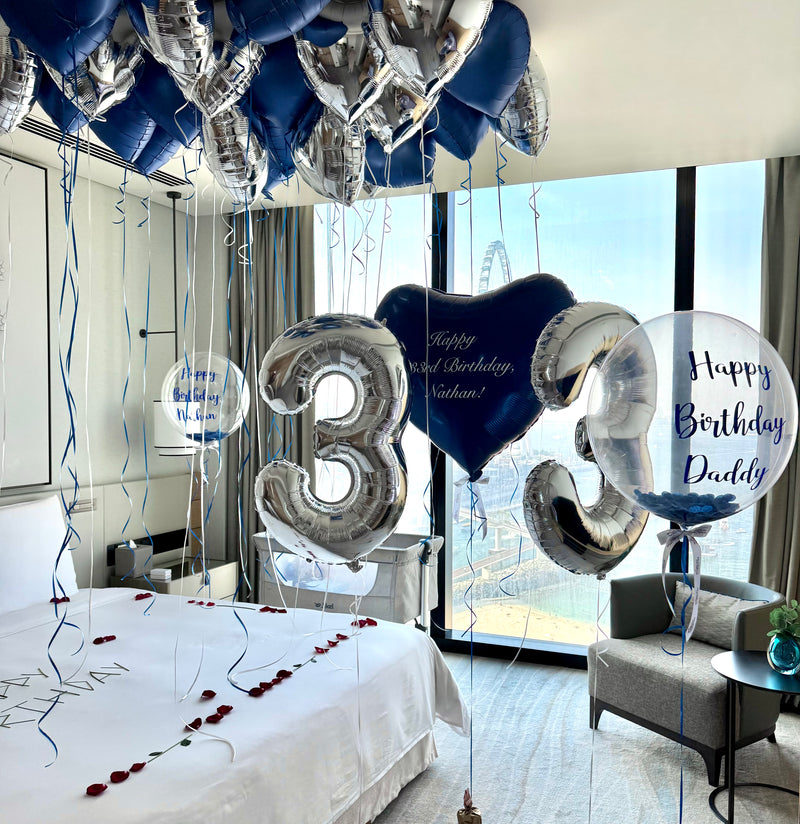 Deluxe Navy and Silver Personalised Room Setup