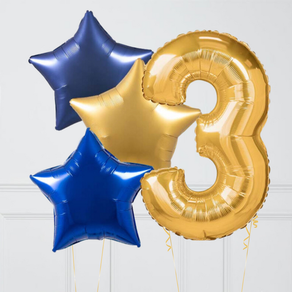 Golden Sapphire Birthday Number Balloons Set (One Number)