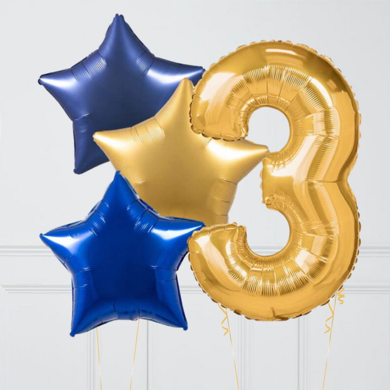 Inflated Golden Sapphire Birthday Balloon Numbers