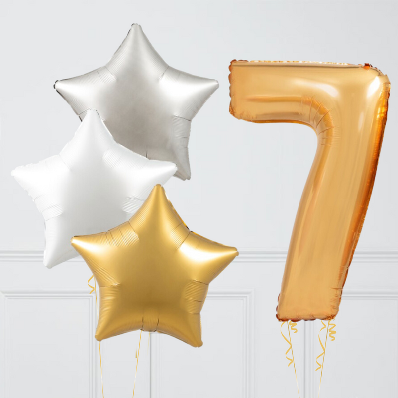 Golden Stylish Metallic Birthday Number Balloons Set (One Number)