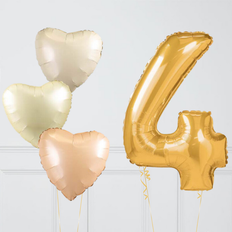 Cream Chrome Birthday Number Balloons Set (One Number) - Birthday Balloon Bouquet