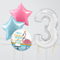 Flamingo Pastel Rainbow Silver Birthday Number Balloons Set (One Number)