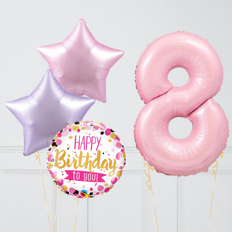 Baby Pink Pastel Birthday Number Balloons Set (One Number)