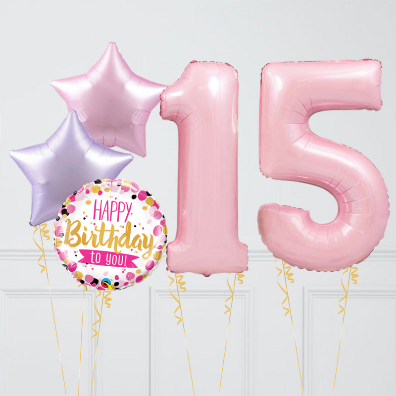 Baby Pink Pastel Birthday Number Balloons Set - Two Numbers