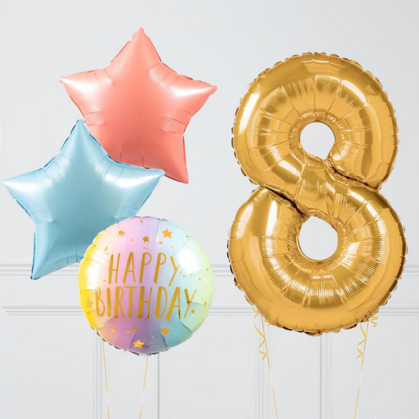 Inflated Pastel Rainbow Birthday Number Balloons Set (One Number)