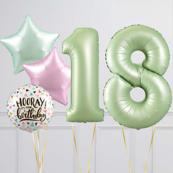 Pastel Olive Green Birthday Number Balloons Set (Two Numbers)