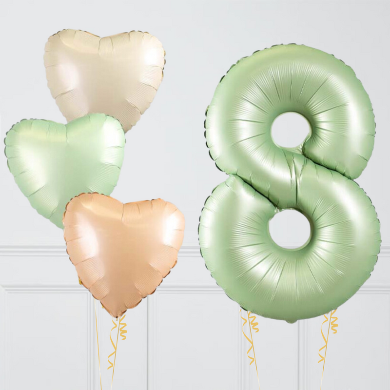 Blush Olive Green Birthday Number Balloons Set (One Number)