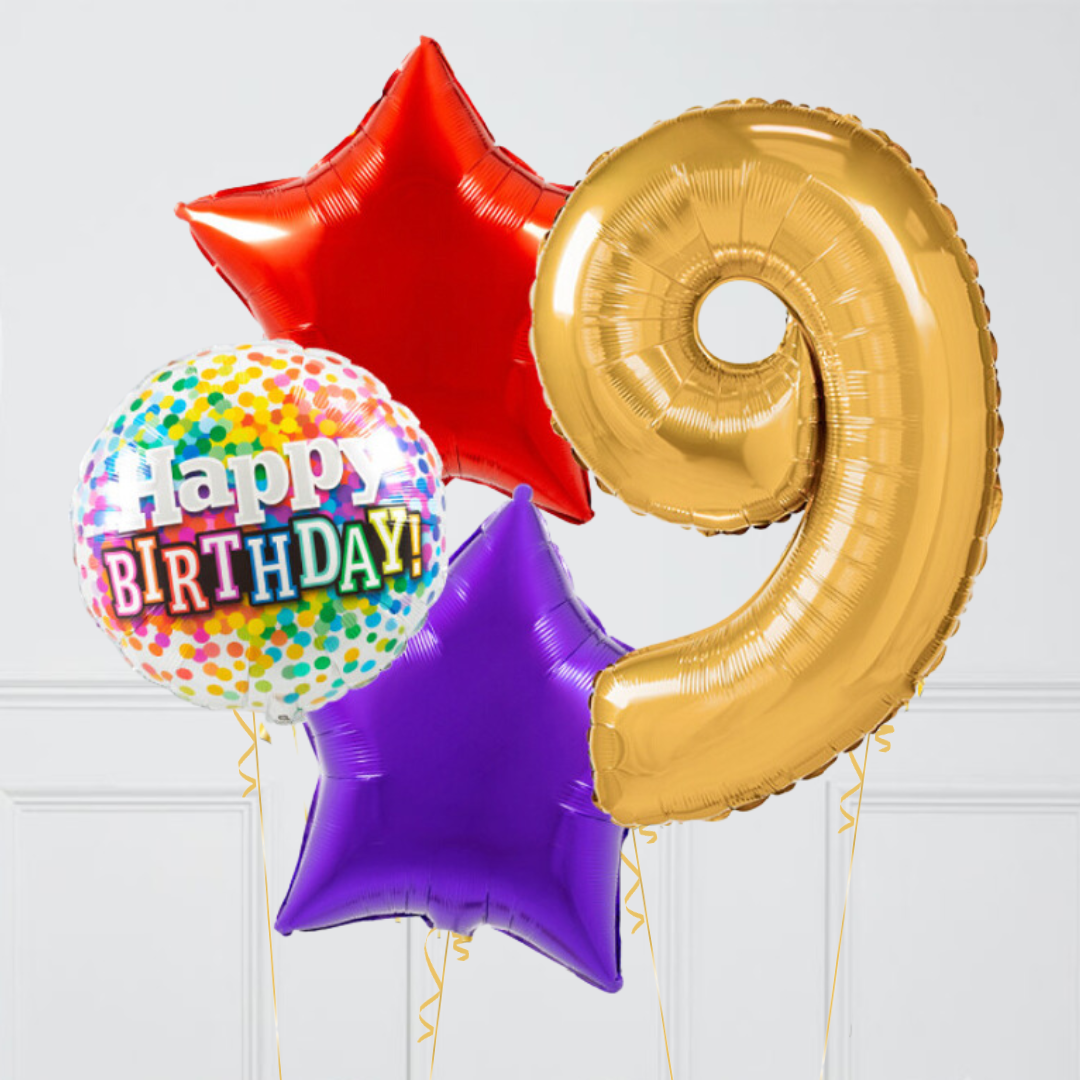Inflated Rainbow Gold One Number Balloon - Helium Numbers Delivered ...
