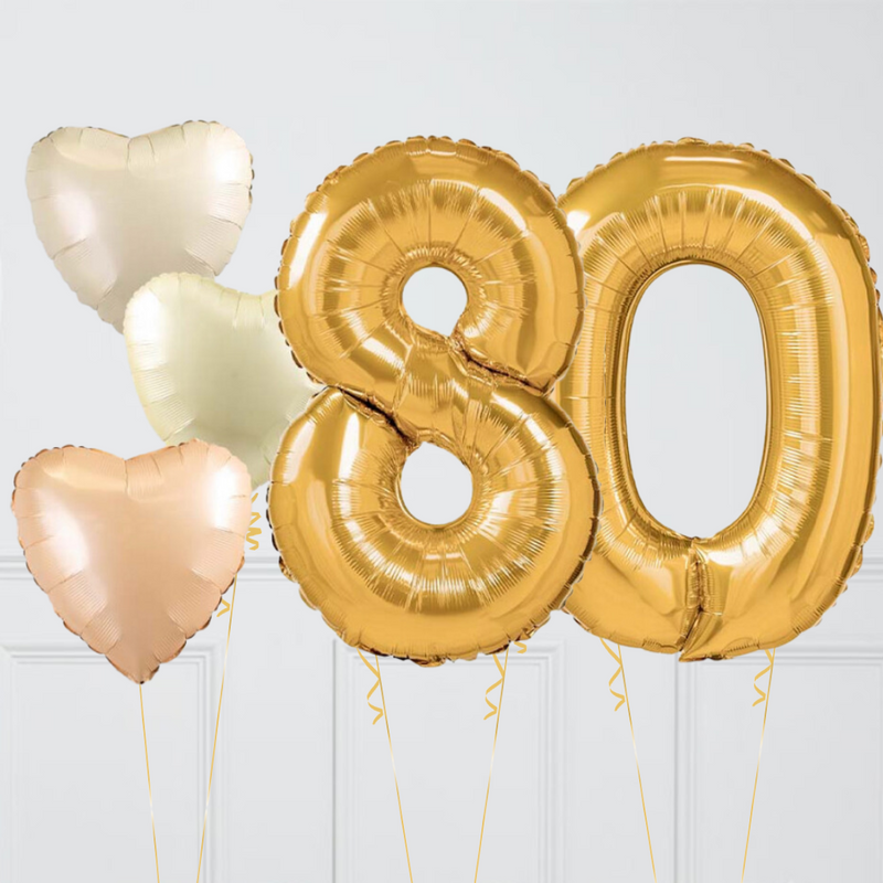 Cream Chrome Birthday Number Balloons Two Numbers Set