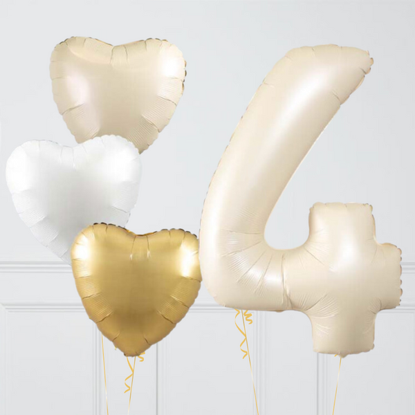 Cream Gold Birthday Number Balloons Set (One Number)