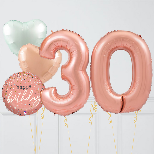 Pastel Rose Gold Birthday Number Balloons Set (Two Numbers)