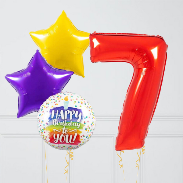 Red Rainbow Birthday Number Balloons Set (One Number)