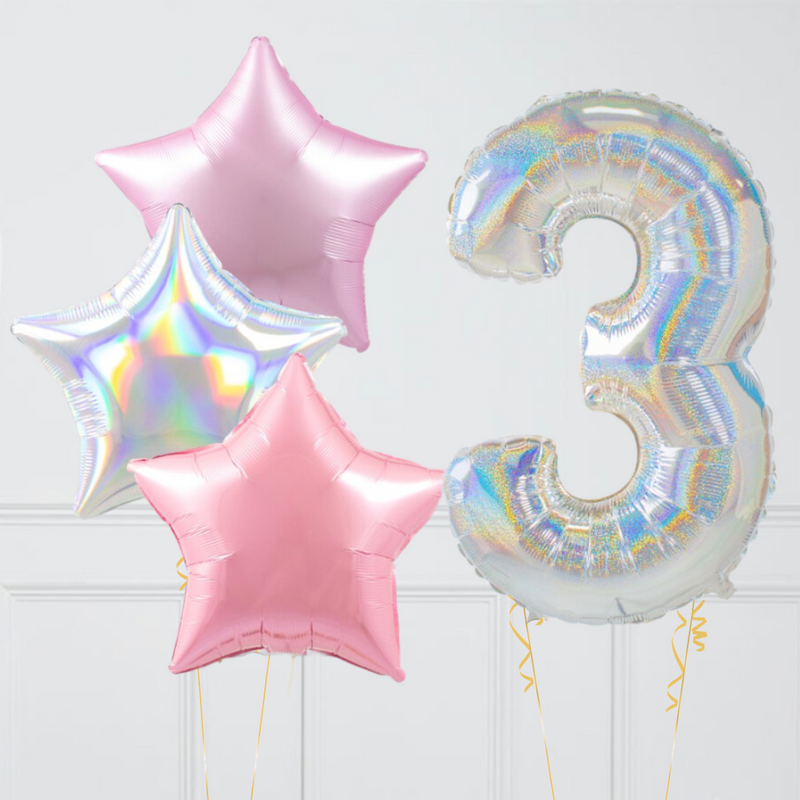 Iridescent Lilac Holographic Birthday Number Balloons Set (One Number)