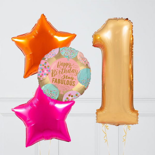 Inflated Peach Birthday Balloon Numbers (one number)