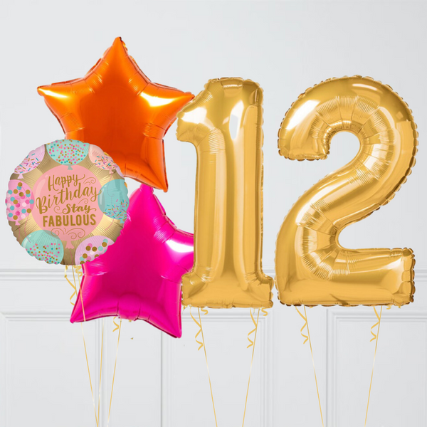 Inflated Peach Birthday Balloon Numbers