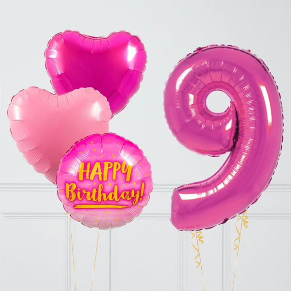 Pink Ombre Birthday Number Balloons Set (One Number)