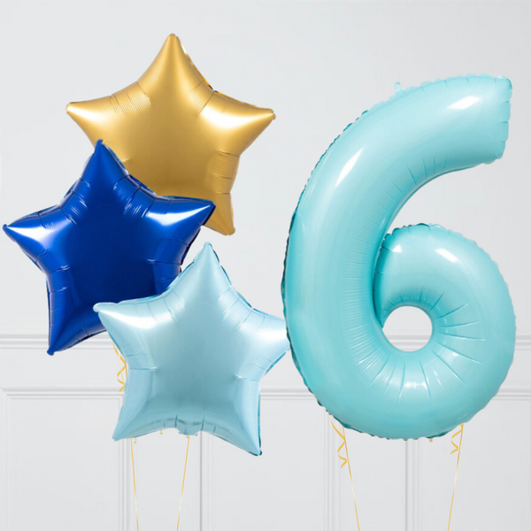 Baby Blue Sapphire Birthday Number Balloons Set (One Number)