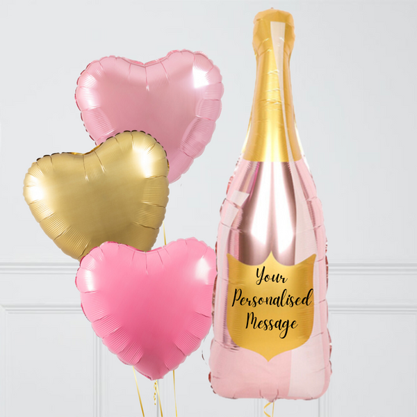 Personalised Pink Bottle Supershape Set Foil Balloon Bouquet