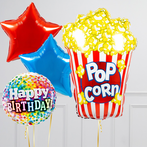 Popcorn Birthday Supershape Set Foil Balloon Bouquet
