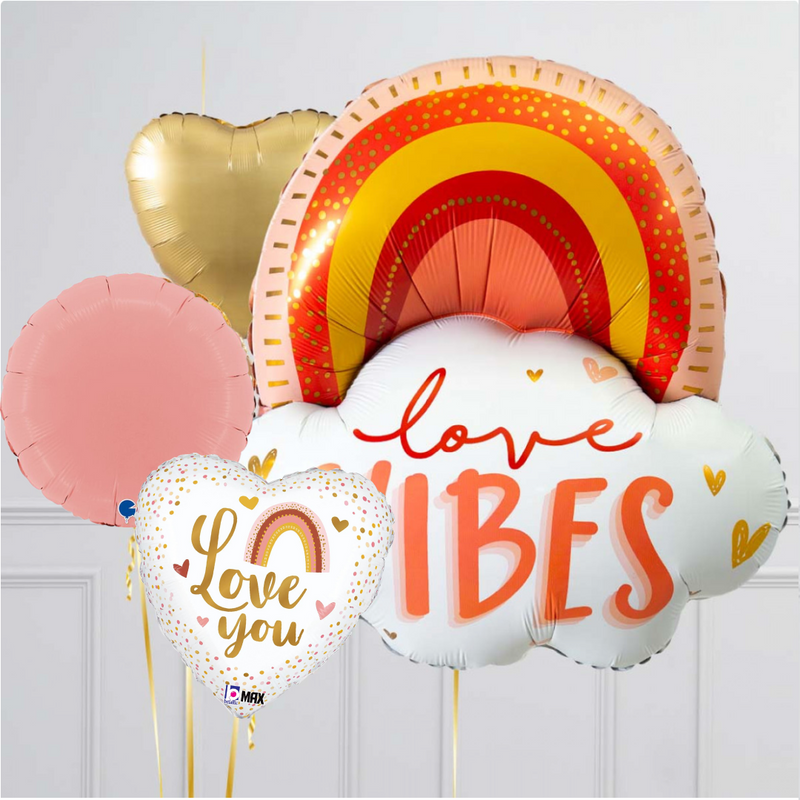 Love Vibes Boho Rainbow Set Foil Balloon Bouquet