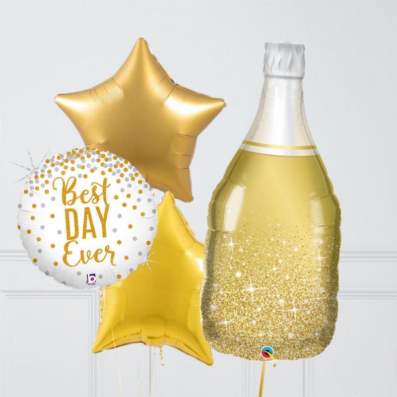 Best Day Ever Gold Bottle Supershape Set Foil Balloon Bouquet