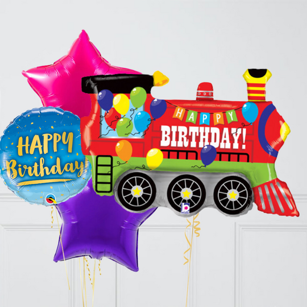 Happy Birthday Train Supershape Set Foil Balloon Bouquet