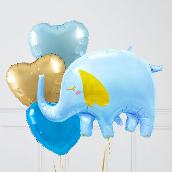 Blue Baby Elephant Supershape Set Foil Balloon Bouquet