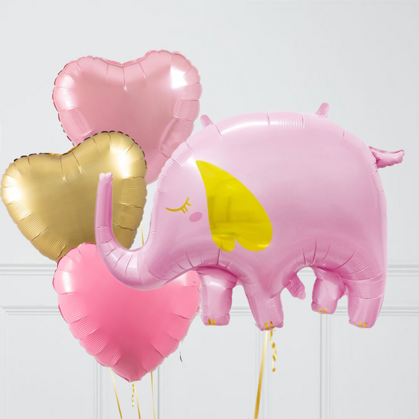 Pink Baby Elephant Supershape Set Foil Balloon Bouquet