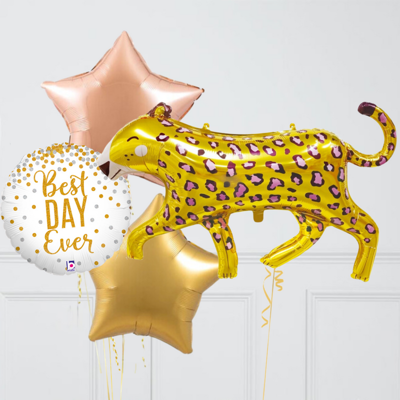 Best Day Ever Leopard Supershape Set Foil Balloon Bouquet