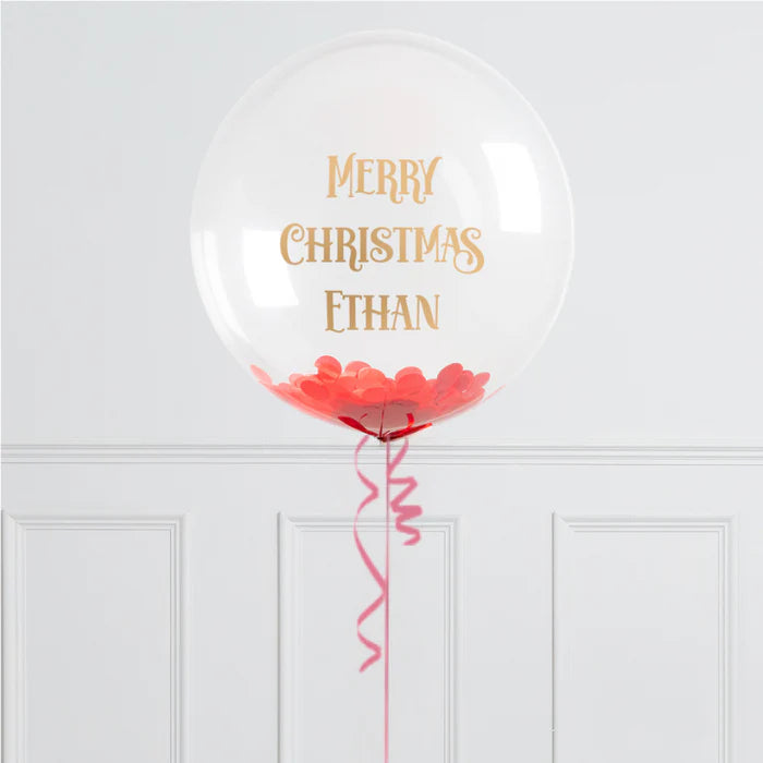 Merry Christmas Confetti Bubble Personalised Balloon