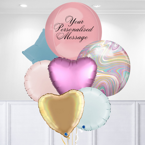 Premium Pink & Blue Marble Orb Balloon Bouquet