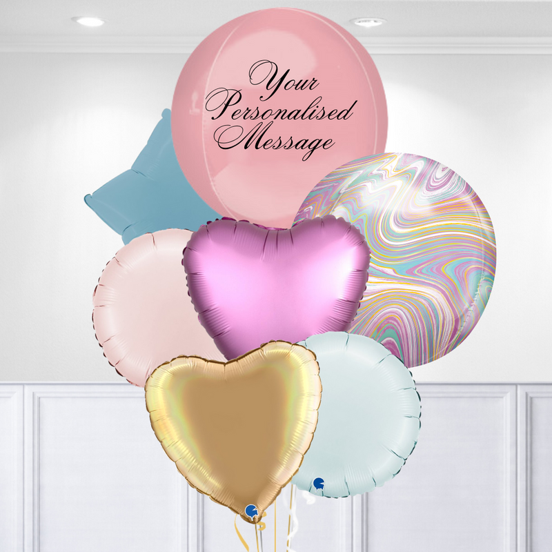 Pink & Pink Marble Personalised Premium Balloon Bunch