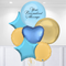 Premium Pale Blue & Gold Orb Balloon Bouquet